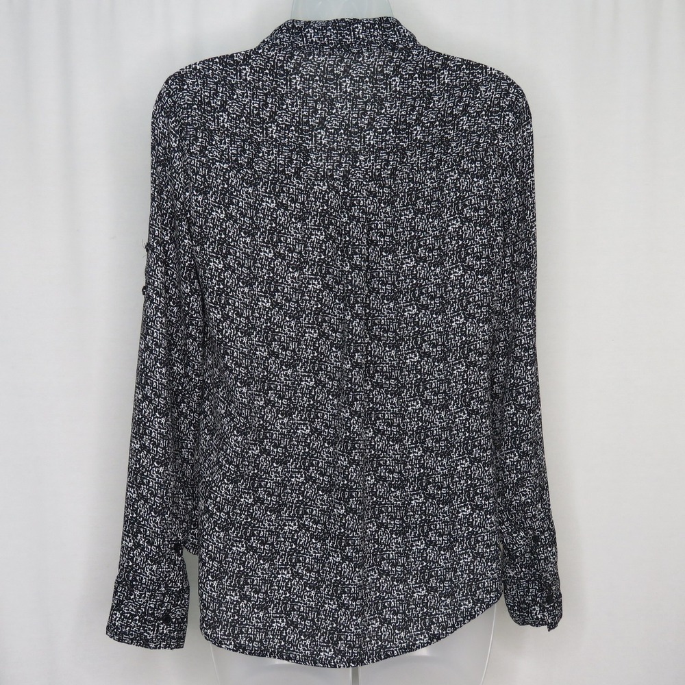Express Women's The Portfolio Shirt Size XS Black White Button Down - Picture 4 of 7
